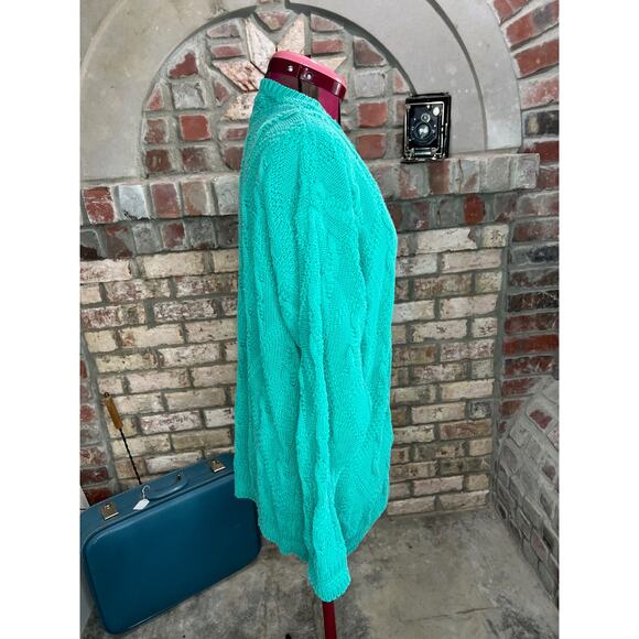 sweater cardigan cabled distressed grunge green - Picture 8 of 12